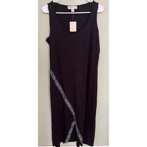 Michael Kors Black Sporty Logo Midi Cotton Sleeveless Sundress Dress Size P/XL